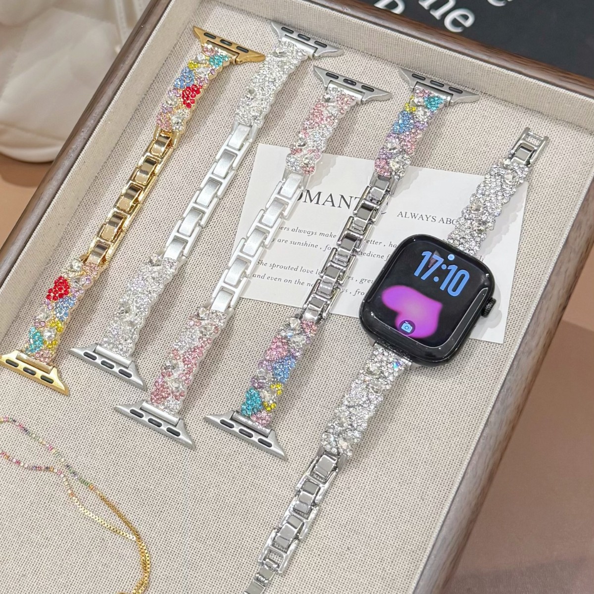 Diamond-Encrusted Bracelet Watch Strap With Heart Motif photo 1