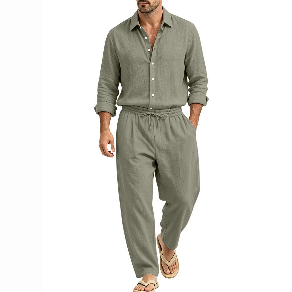 Mens New Linen Casual Loose-Fit Suit photo 7