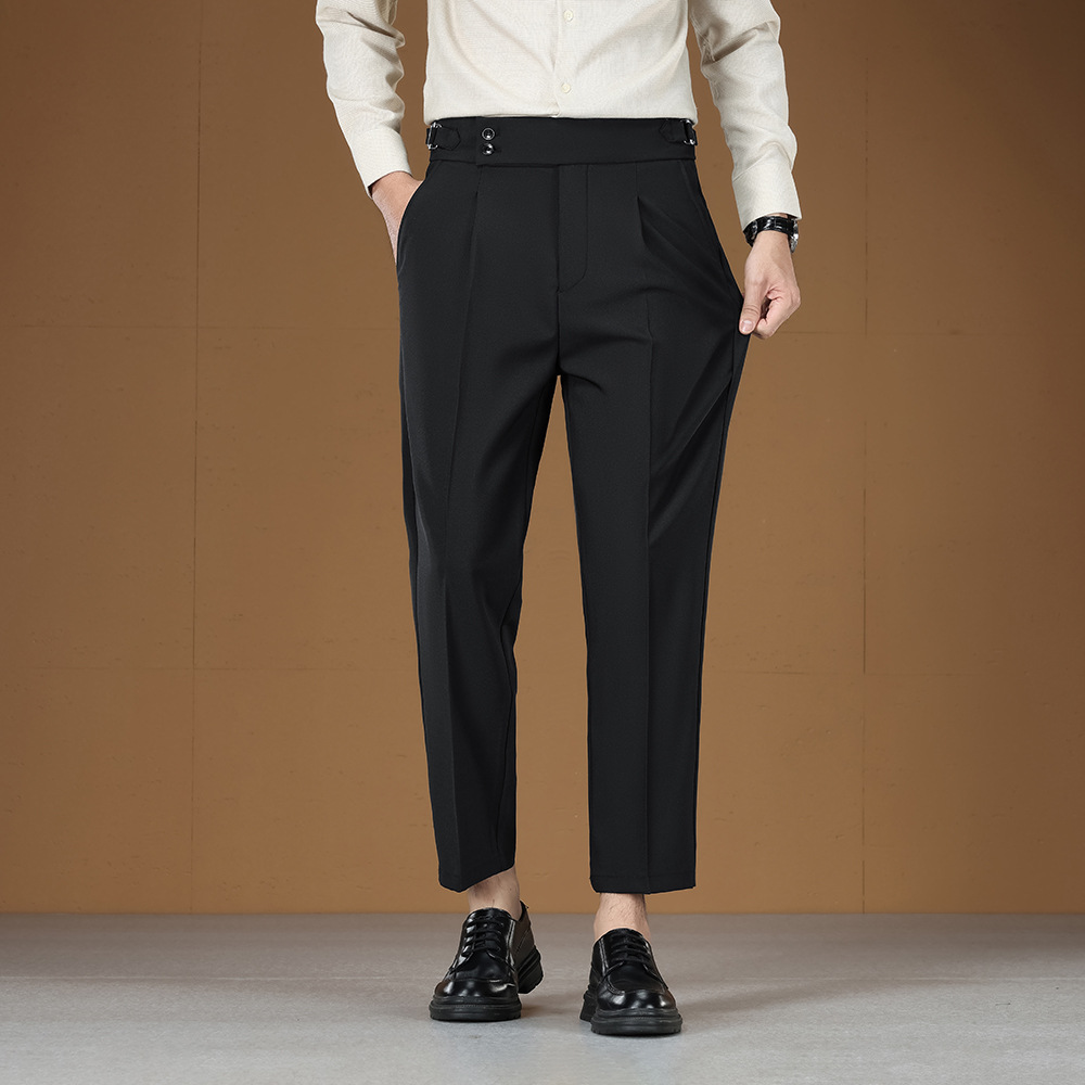 Adjustable Waist Non-Iron Men's Pants Lightweight Business Gentleman Straight-Leg Trousers photo 4