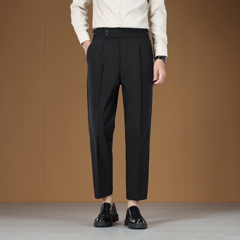 Adjustable Waist Non-Iron Men's Pants Lightweight Business Gentleman Straight-Leg Trousers photo 5