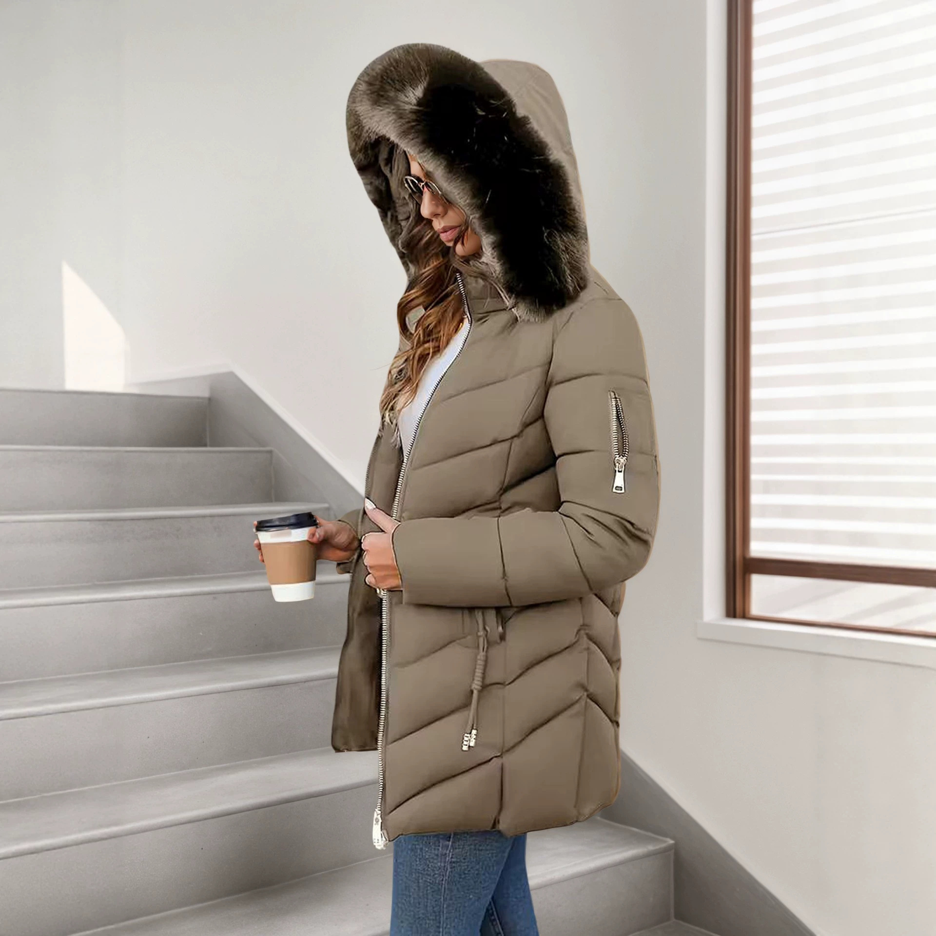 Hooded Slim-fit Versatile Down Jacket For Women photo 4