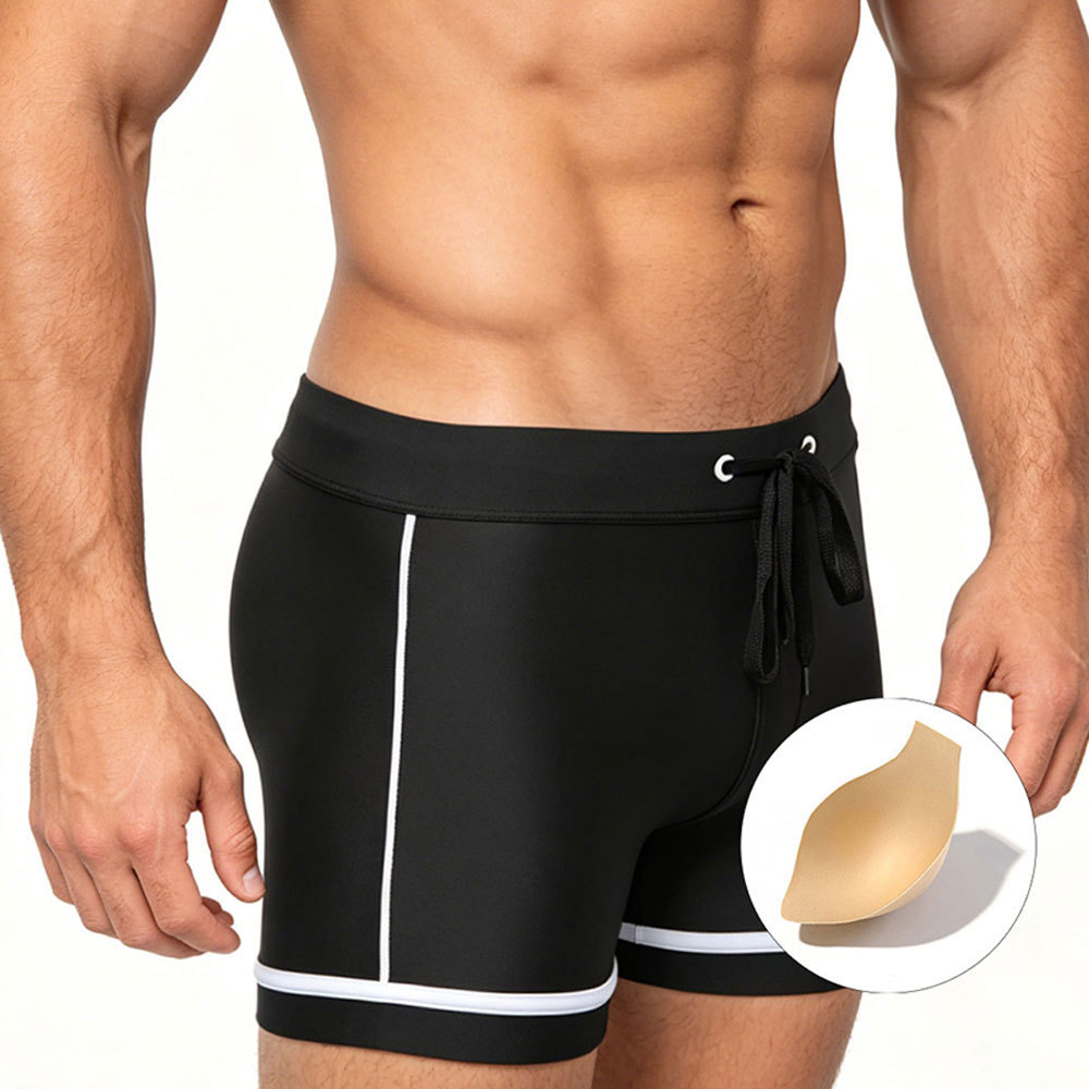 Mens Color-Block Minimalist Three-Dimensional Boxer Briefs With Cups photo 5