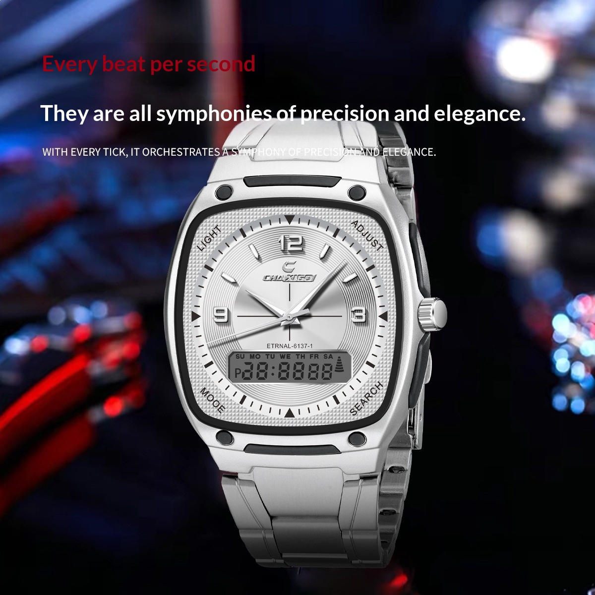 Mens Alloy Quartz Watch With A Steel Bracelet photo 1