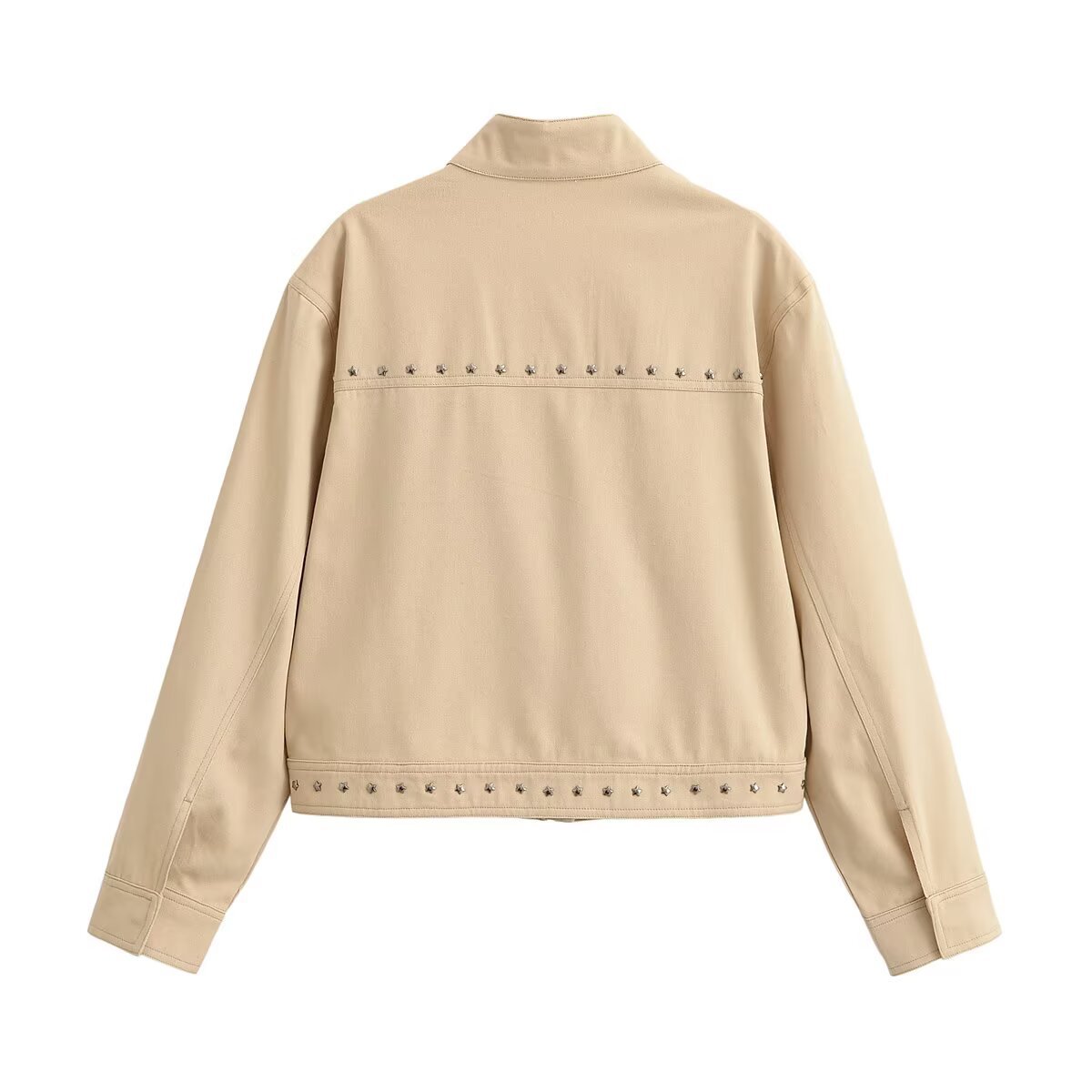 Women's Studded Stand-collar Cropped Jacket photo 4
