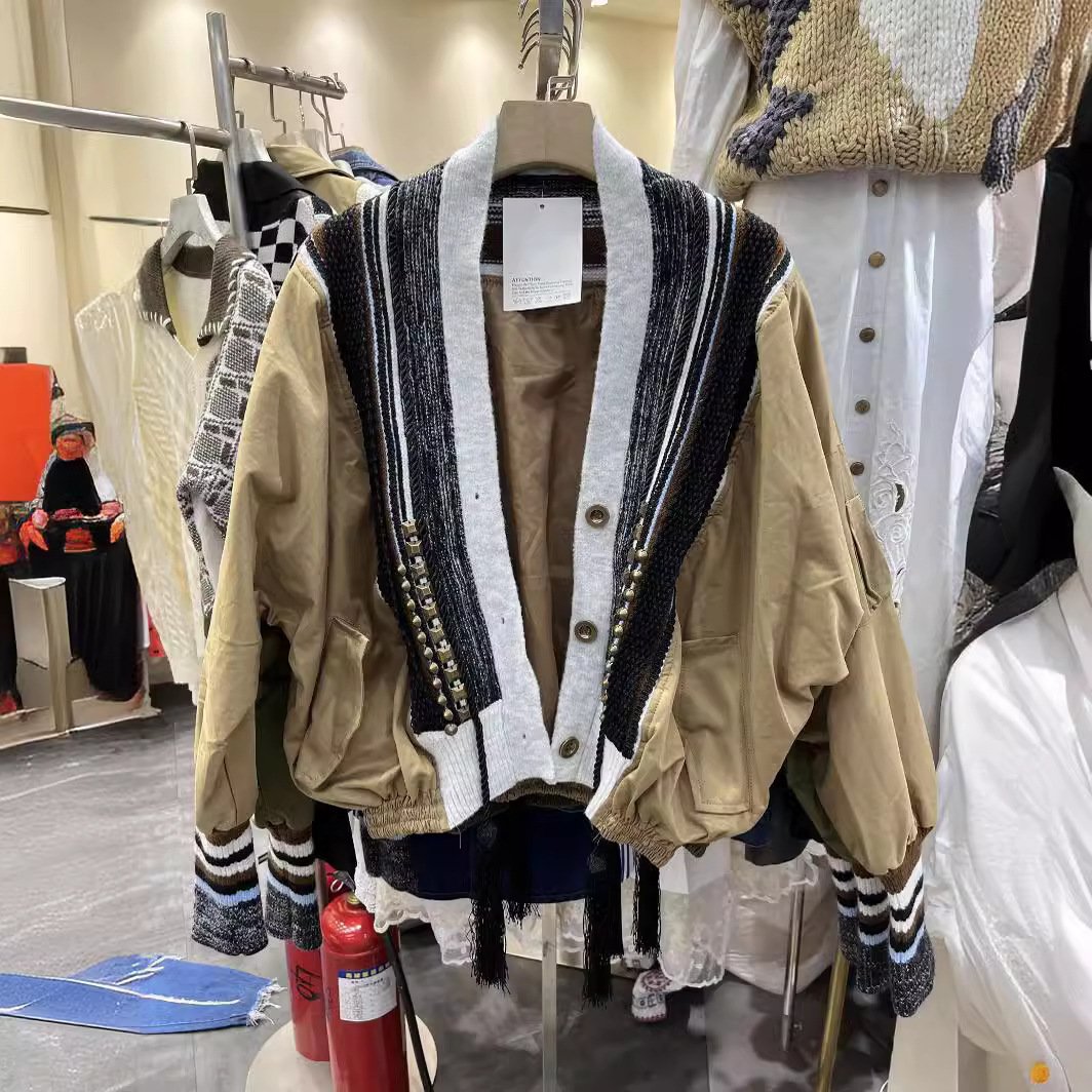 Arrival Fashionable Womens Jacket With Rivet Detailing Color-block Patchwork And Tassel Accents photo 5
