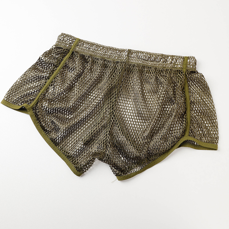 Mens Mesh Boxer-Style Breathable Hollow-Out Home Shorts photo 3