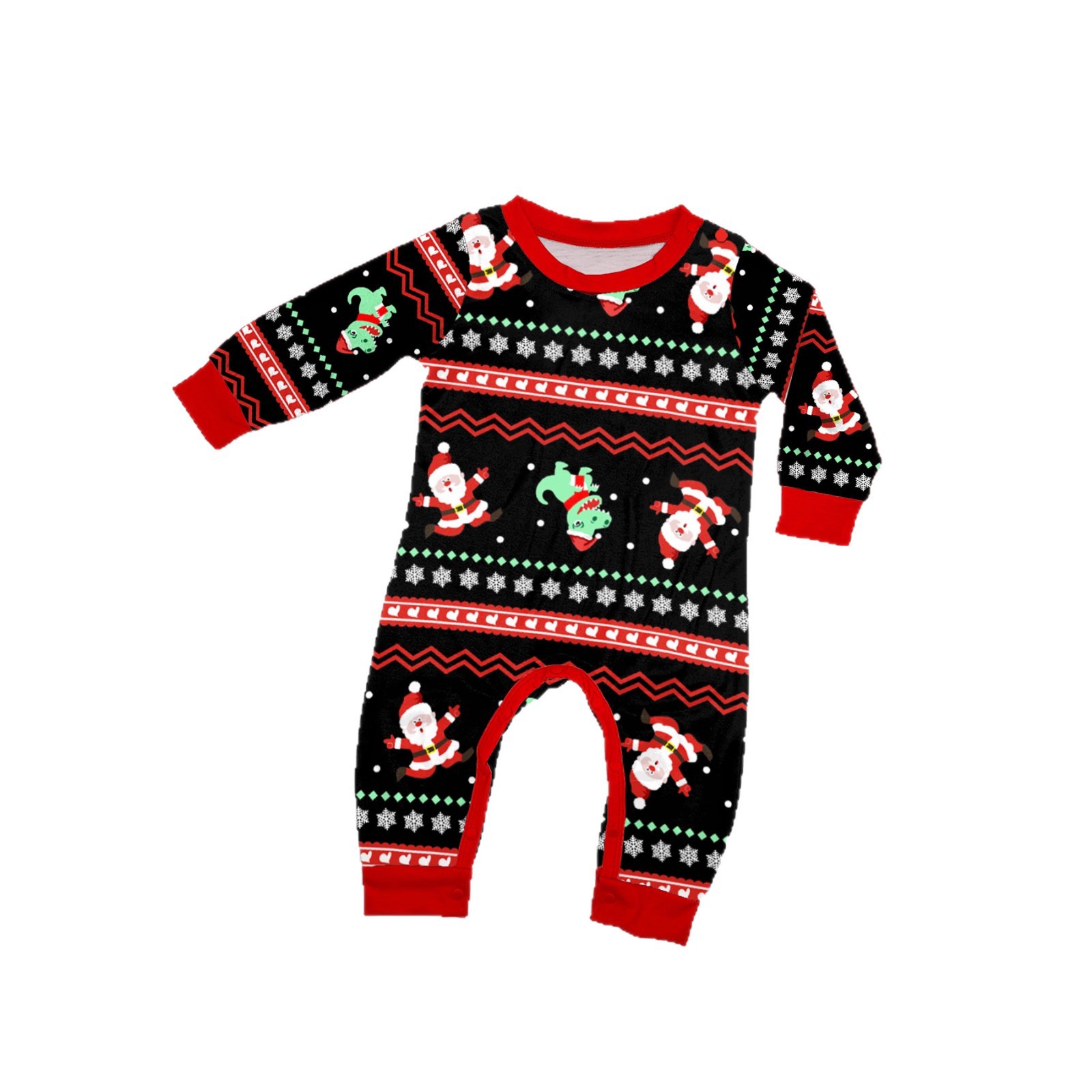 Cartoon Dinosaur Printed Black Pajamas Parent-child Suit photo 3