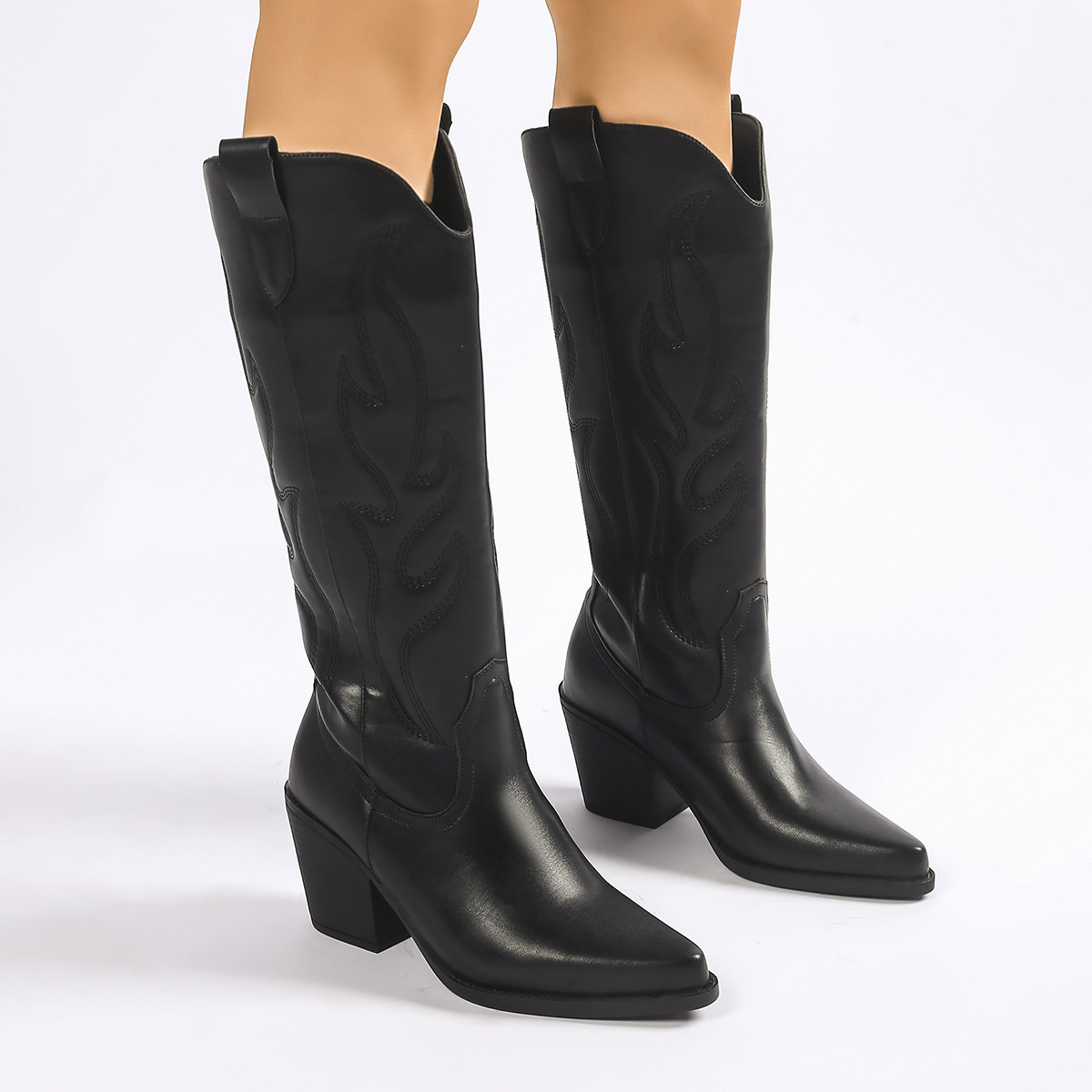 Western Cowboy Retro Wide-calf Trendy Boots photo 4