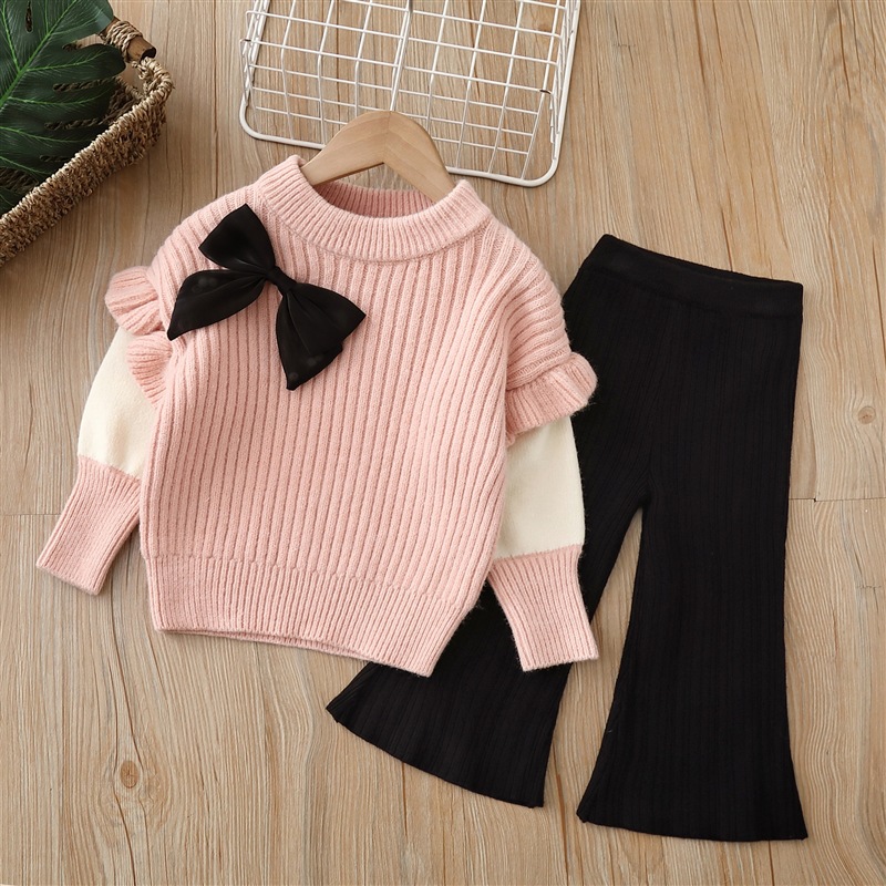 Childrens Two-Piece Knitted Set With Round Neck photo 1