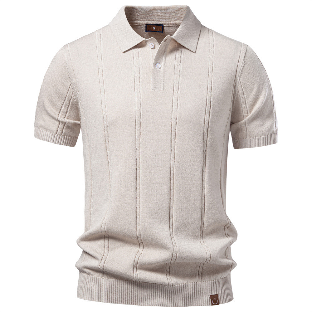 Mens Business-Casual Knitted Ice-Silk Short-Sleeve Shirt photo 1