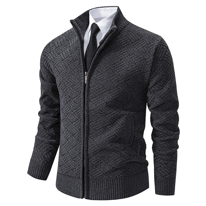 Men's Casual Stand-collar Knit Cardigan Jacket photo 1