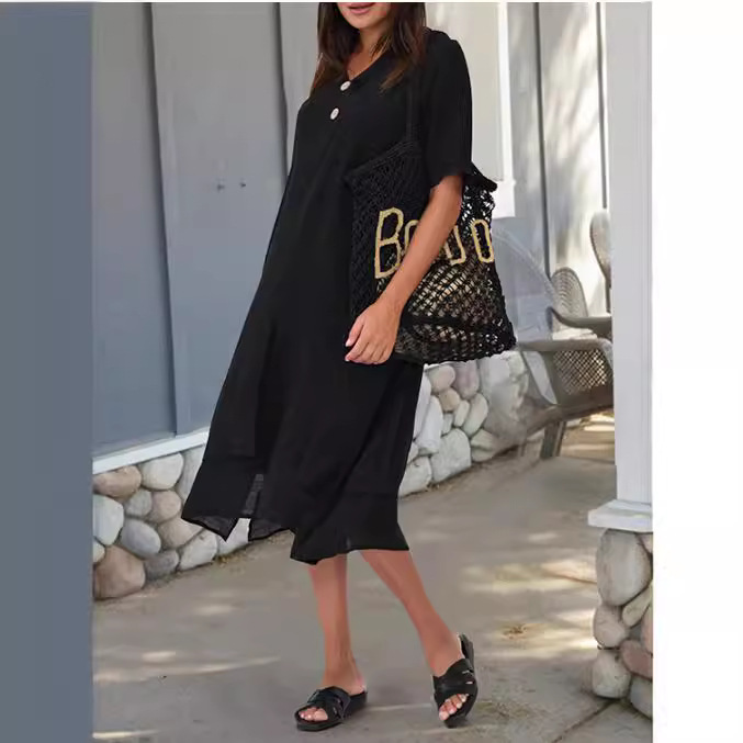 Double-layer Slit V-neck Bohemian Dress photo 5