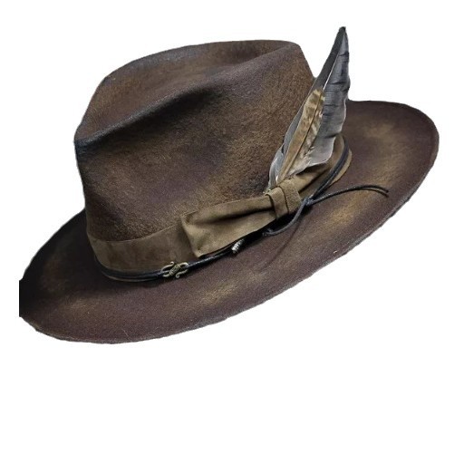 Wool Wide-brimmed Denim Distressed Vintage Jazz Top Hat photo 6
