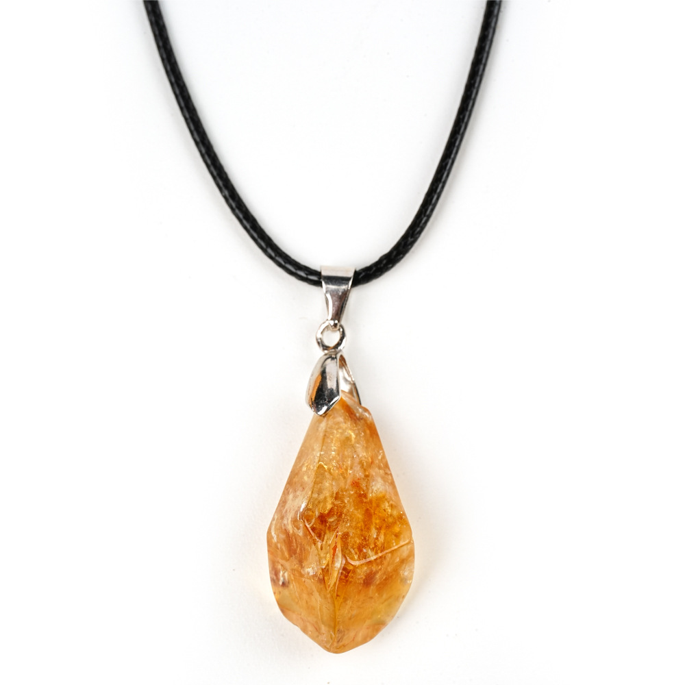 Natural Citrine Cluster Pendant Irregular Raw Stone Necklace photo 2