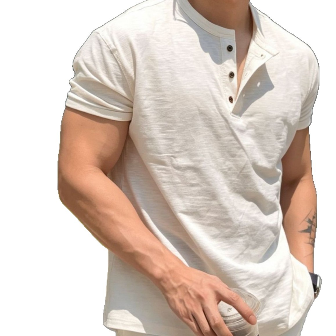 Distressed-style Mens Short-sleeve American T-shirt photo 6