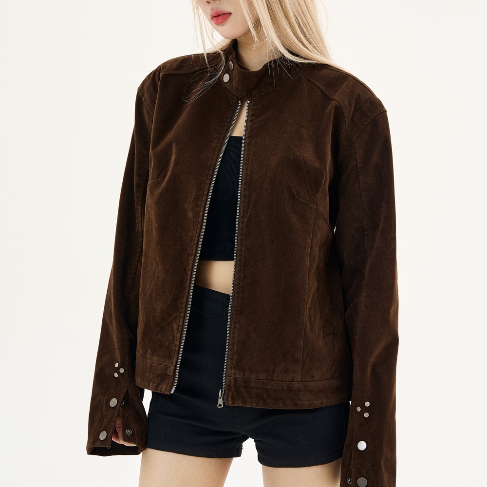 Men's And Women's Brown Suede Couple Jackets photo 3