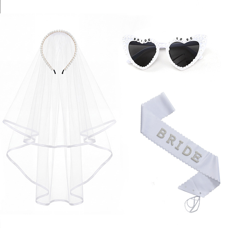 Veil, Bridal Pearl Hairband One-Piece Sunglasses Wedding Shoulder Strap photo 7