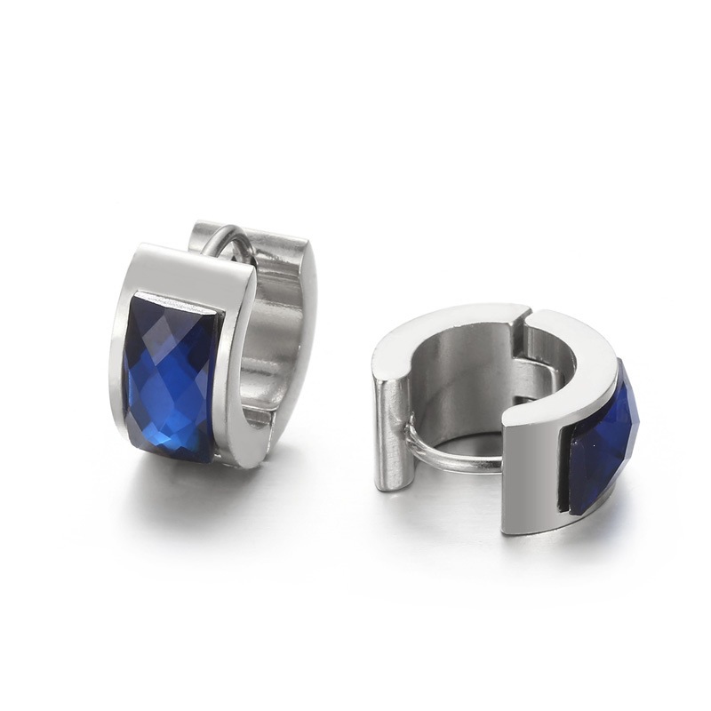 Cross-border European And American-style Personalized Earrings Titanium Steel Round Glass Ear Clips photo 8