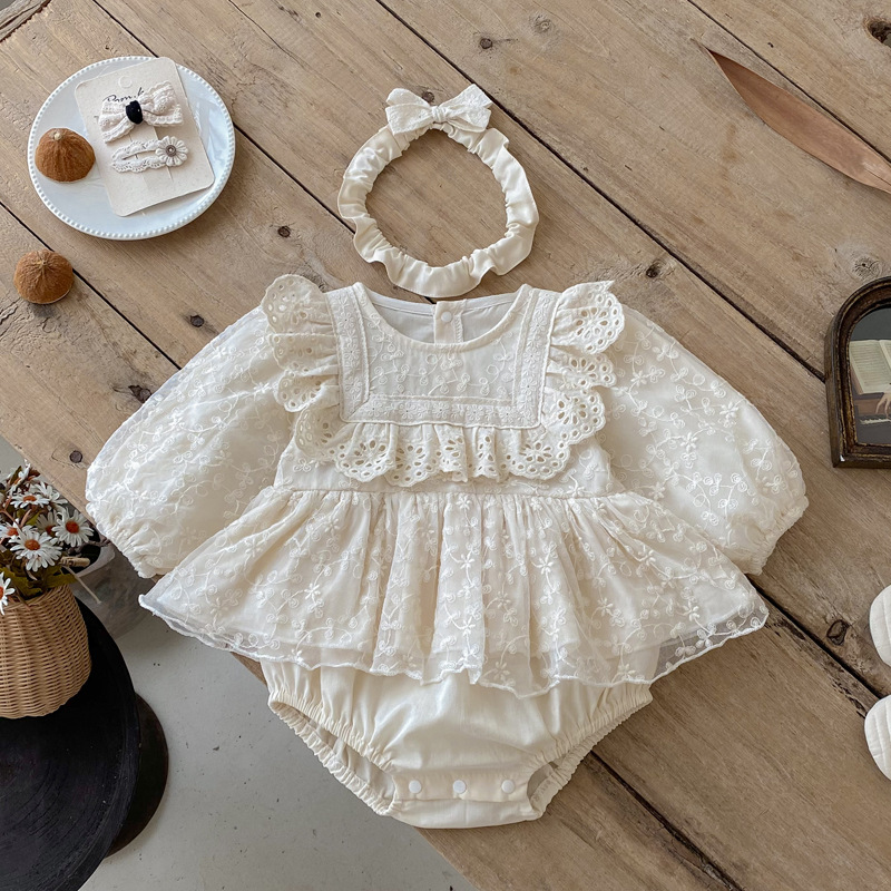 Baby Girl's Long-sleeve Cotton Autumn Romper photo 1
