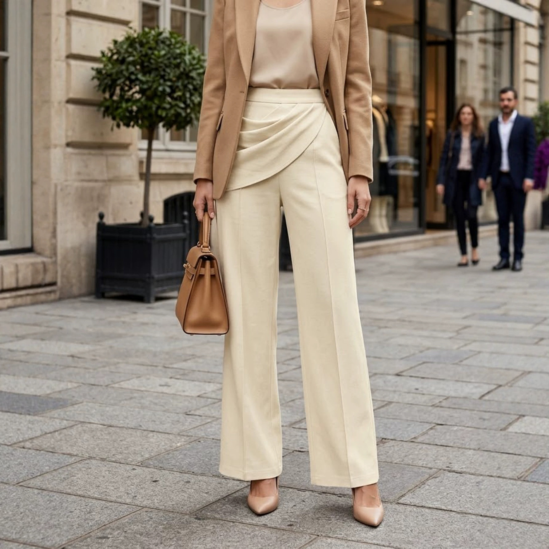 Design-focused Irregularly Crossed Mid-rise Tailored Trousers photo 1