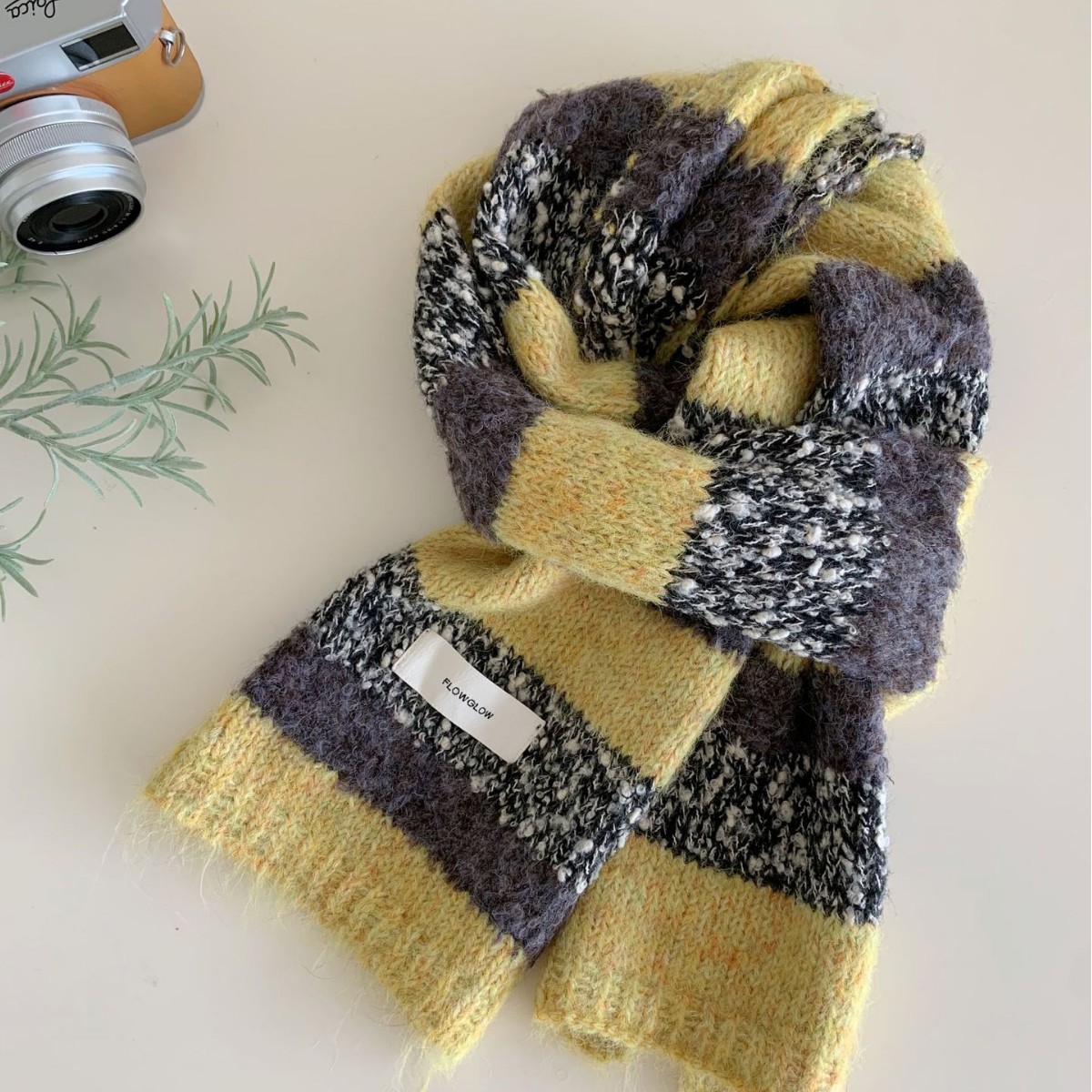 Korean-style Color-block Striped Scarf For Women photo 1