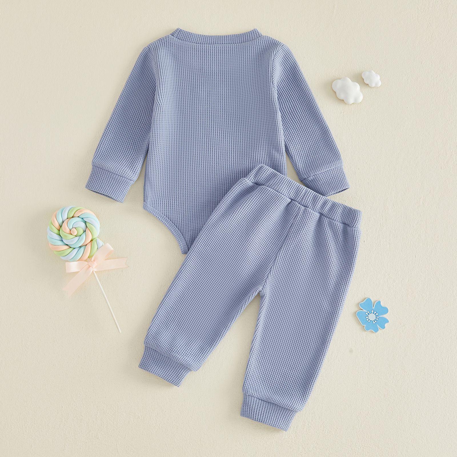Letter Embroidery Long Sleeved Jumpsuit Long Pants Two-piece Set photo 4