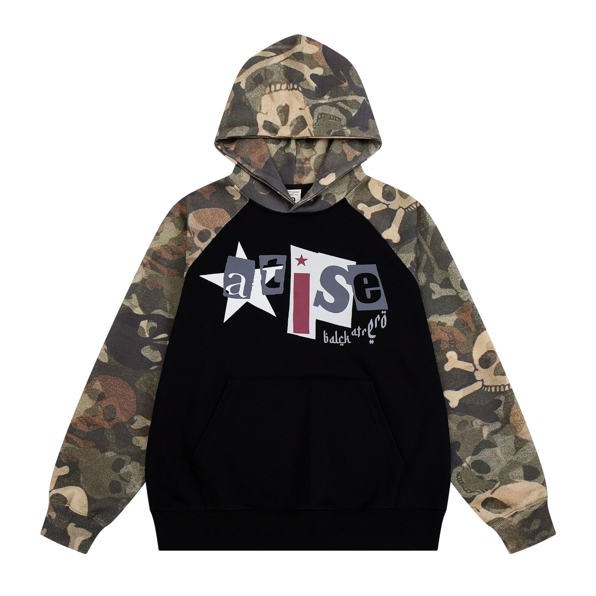 Camouflage Patchwork Hooded Pullover Sweatshirt photo 5