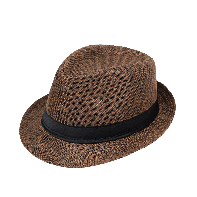Mens And Womens Jazz Hat British-style Linen Solid-color Top Hat photo 3