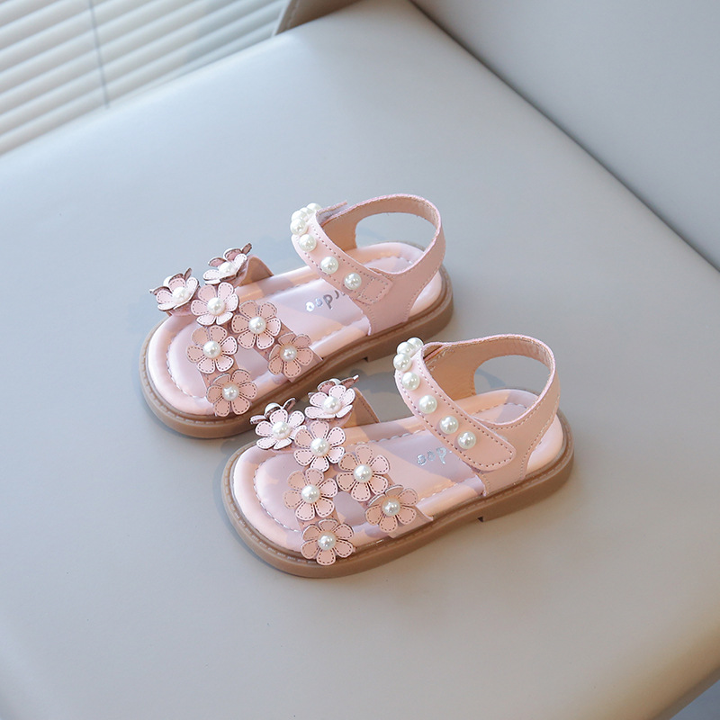 Summer New Style Flower Pearl Soft Soled Girls Sandals photo 6
