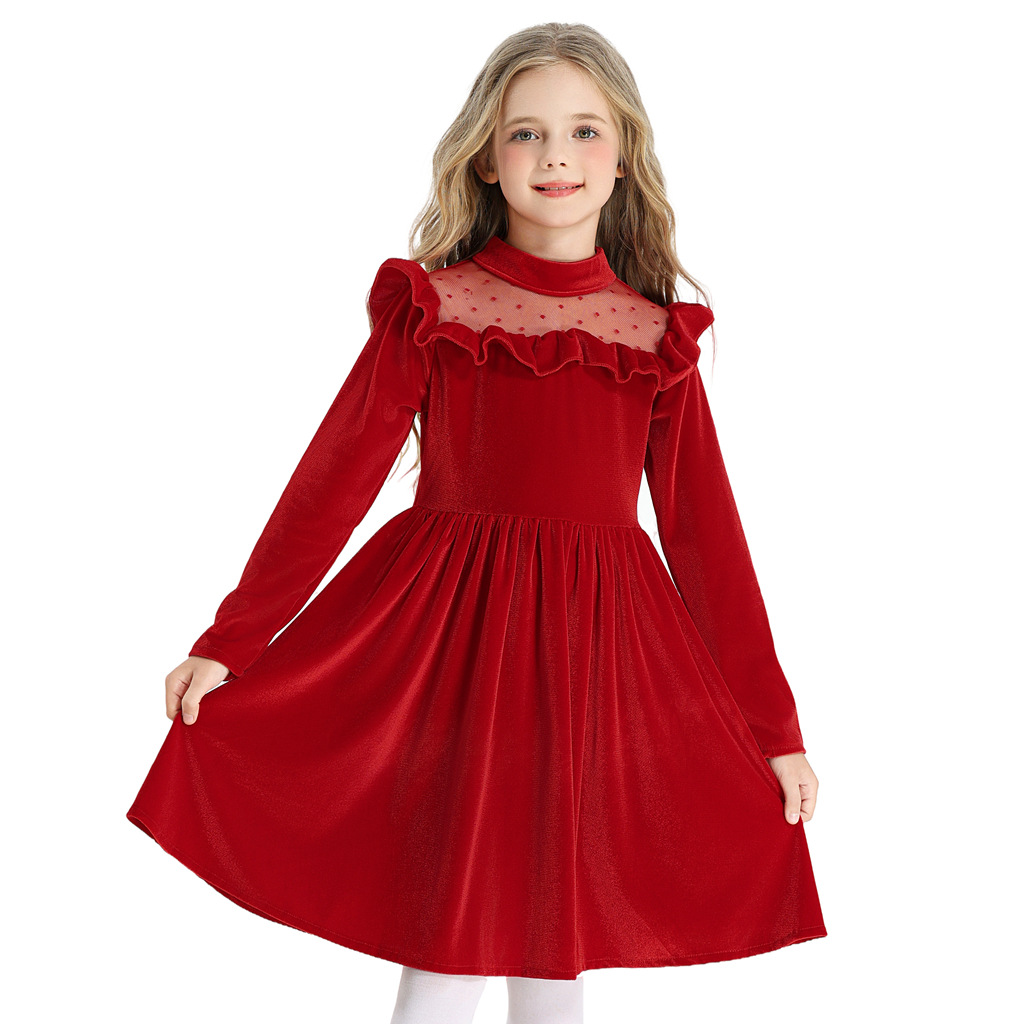 Ruffled Long-sleeve Princess-style Christmas Dress photo 5