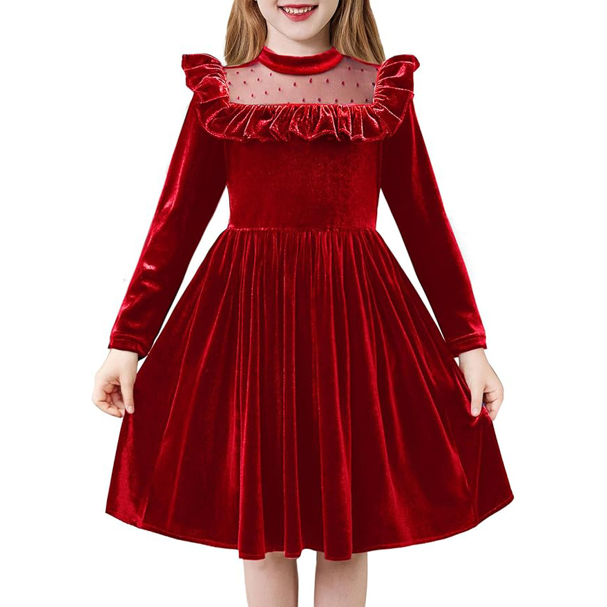 Ruffled Long-sleeve Princess-style Christmas Dress photo 1