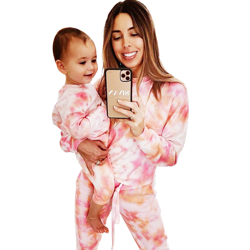 Long Sleeve Camouflage Tie-dye Sweater Fashion Parent-child Outfit Suit photo 4