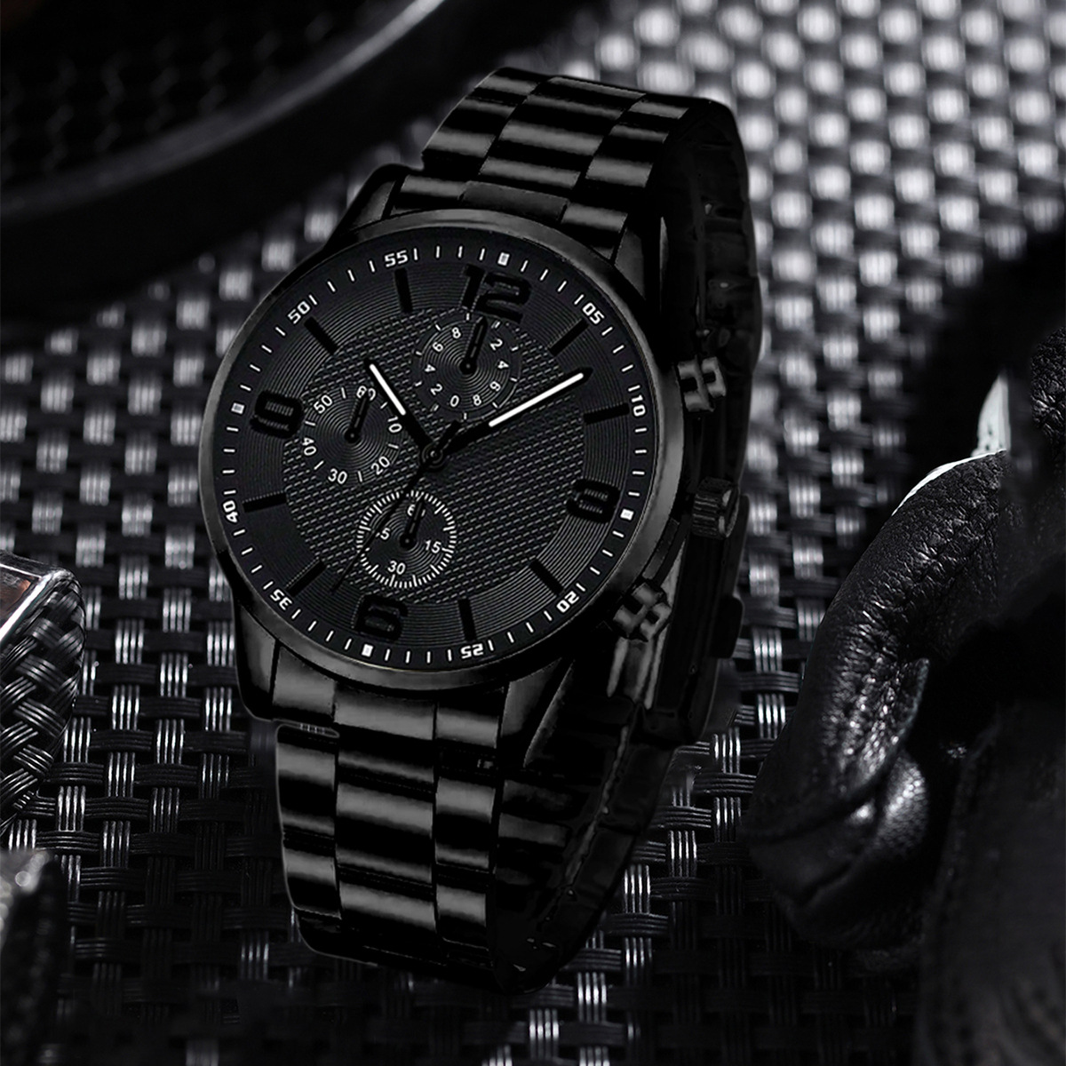 Three-Eye Digital Mens Watch Bracelet And Necklace Set photo 5