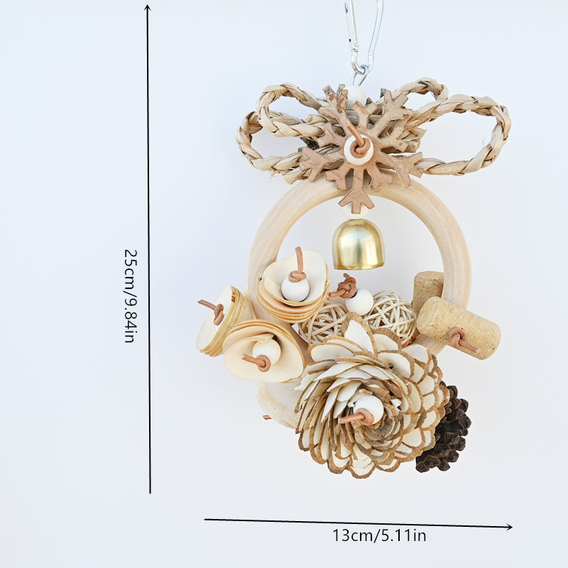 Plant Straw Gnawing Ring Natural Wood Slice Pine Cone Toy photo 7
