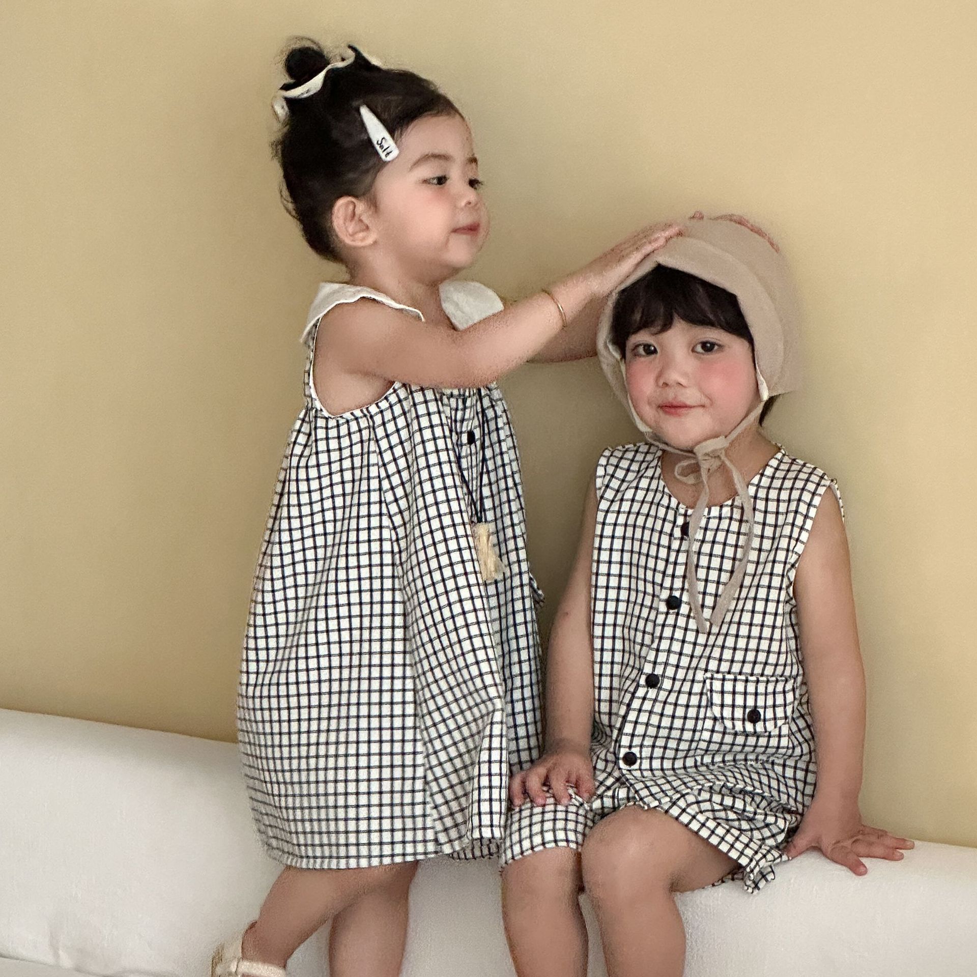 Baby Girls' Vest Dresssister And Brother Matching Outfit photo 5