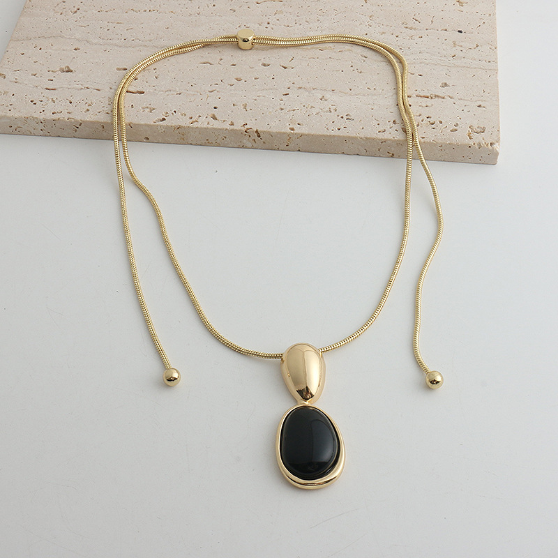 New Chinese Style Accessories Irregular Stitching Black Onyx Necklace Women photo 8