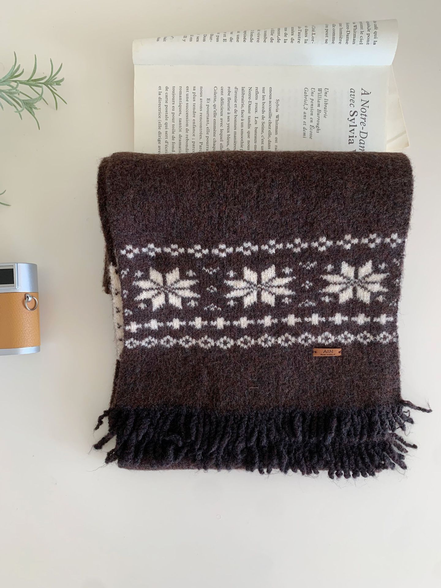 Fair Isle Wind-pattern Gray Knitted Scarf Couples Neck Warmer photo 4