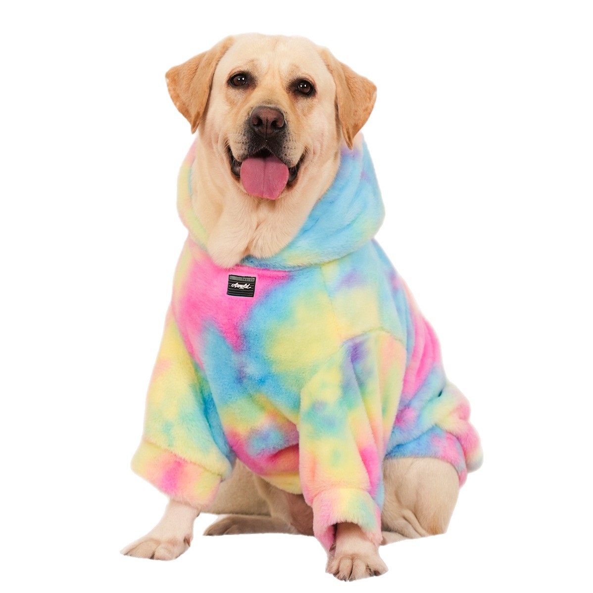 Pet Hoodie Tie Dye Rabbit Fur Rainbow-colored Dog Hoodie photo 3