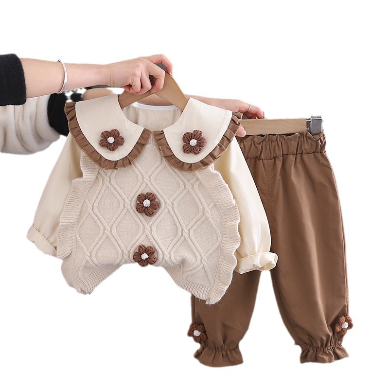 Baby Girl Spring Outfit Set Stylish Childrens Sweater Vest photo 5