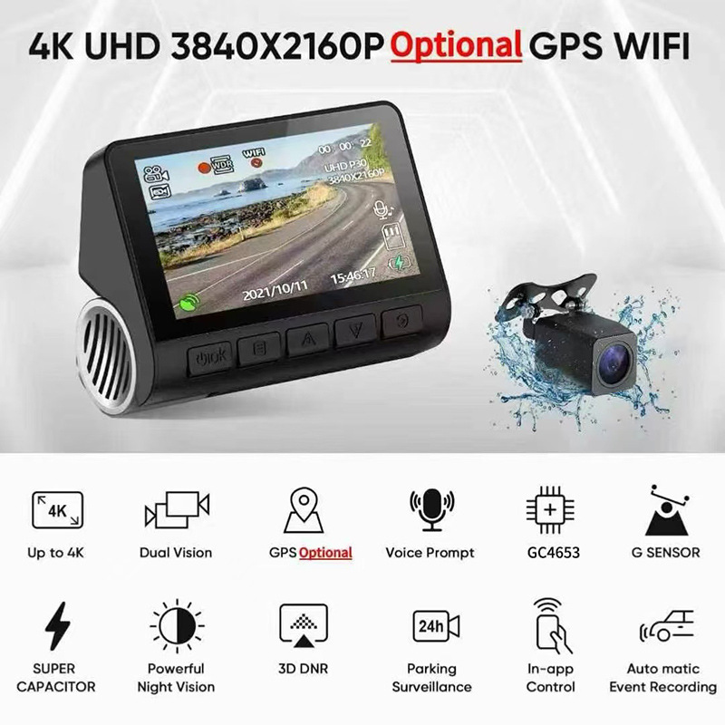 4K HD Dual Lens Dash Cam With Smartphone WiFi Connectivity And Built In GPS photo 2