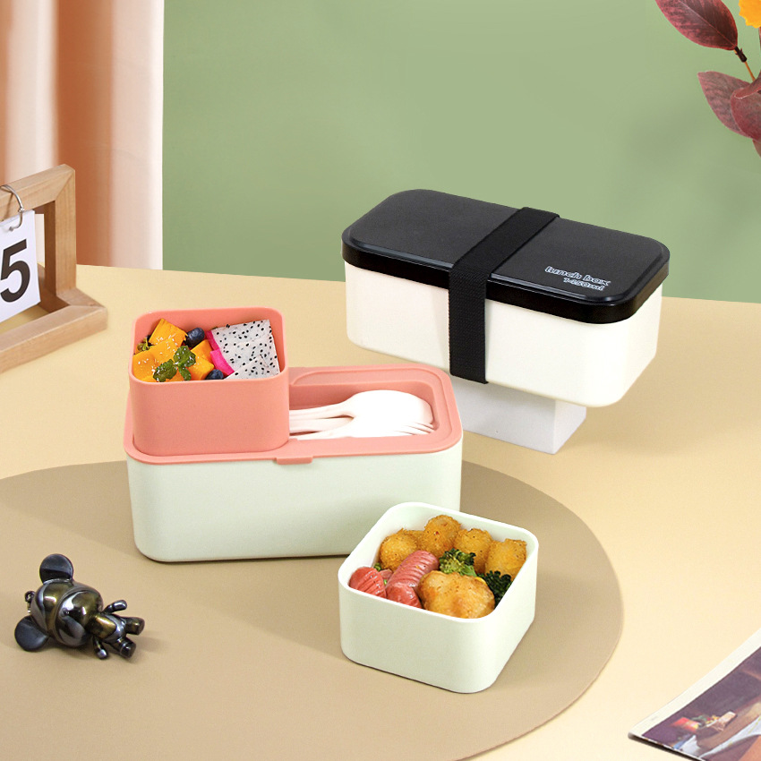 Compartmentalized Double-layer Microwave-safe Plastic Lunch Box photo 3