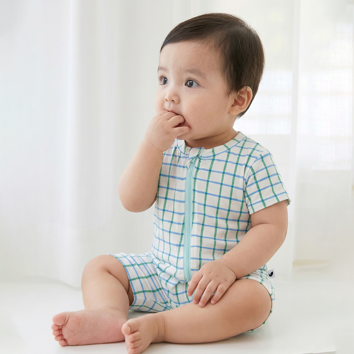 Mint Baby Romper With Zipper Summer Clothes For Boys And Girls photo 2