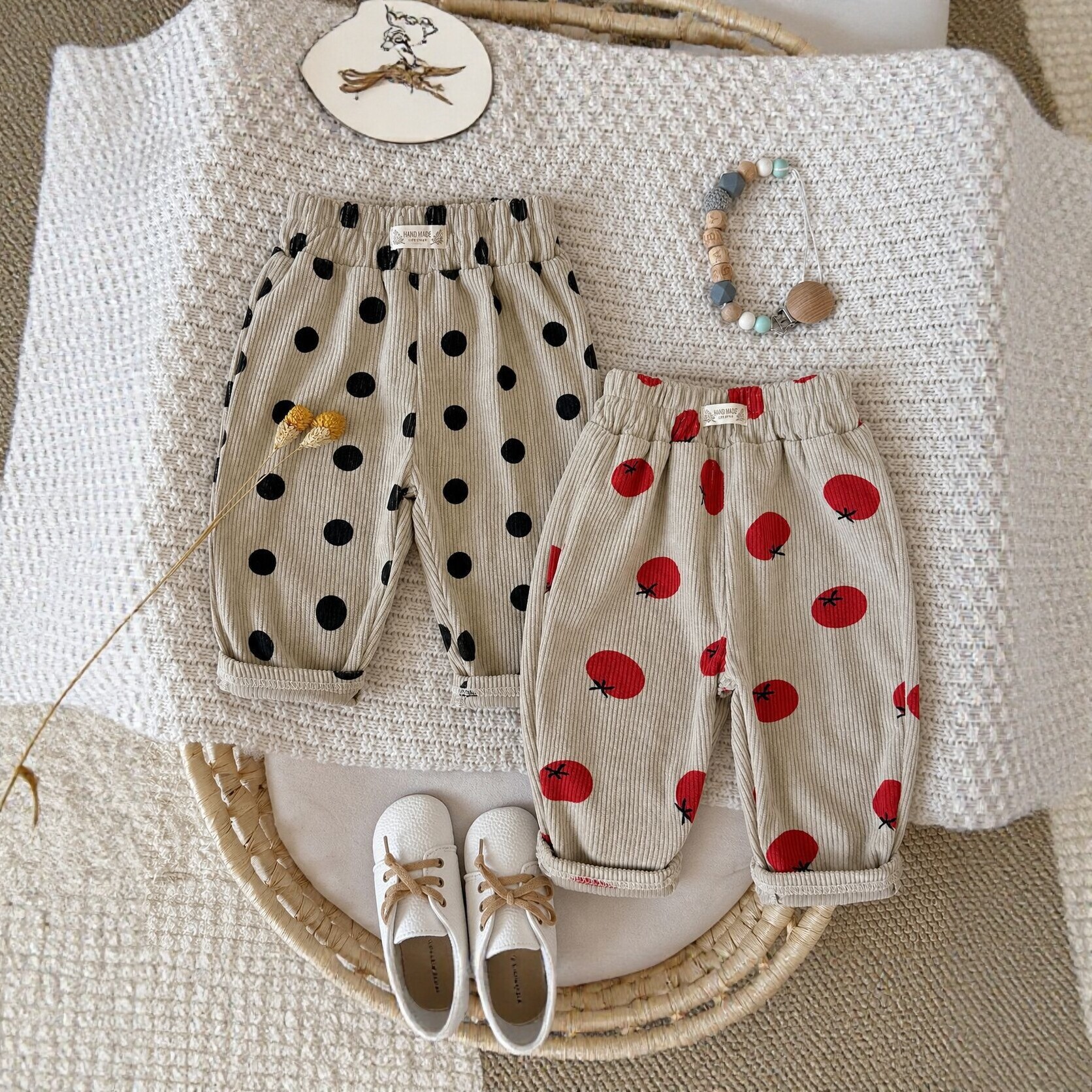 Girls Polka-dot Plaid Loose-fitting Carrot Pants photo 8