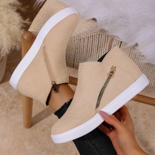 Women's Solid-color Thick-soled Boots With Side Zipper photo 6