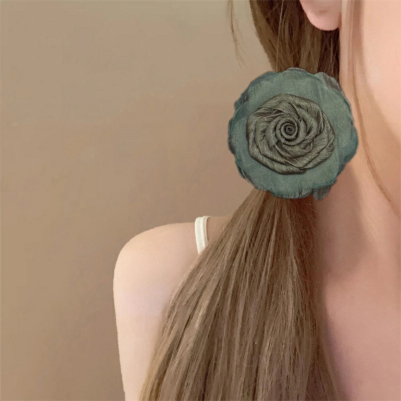 Dark Green Rose Hair Clip Stylish And High-end photo 5