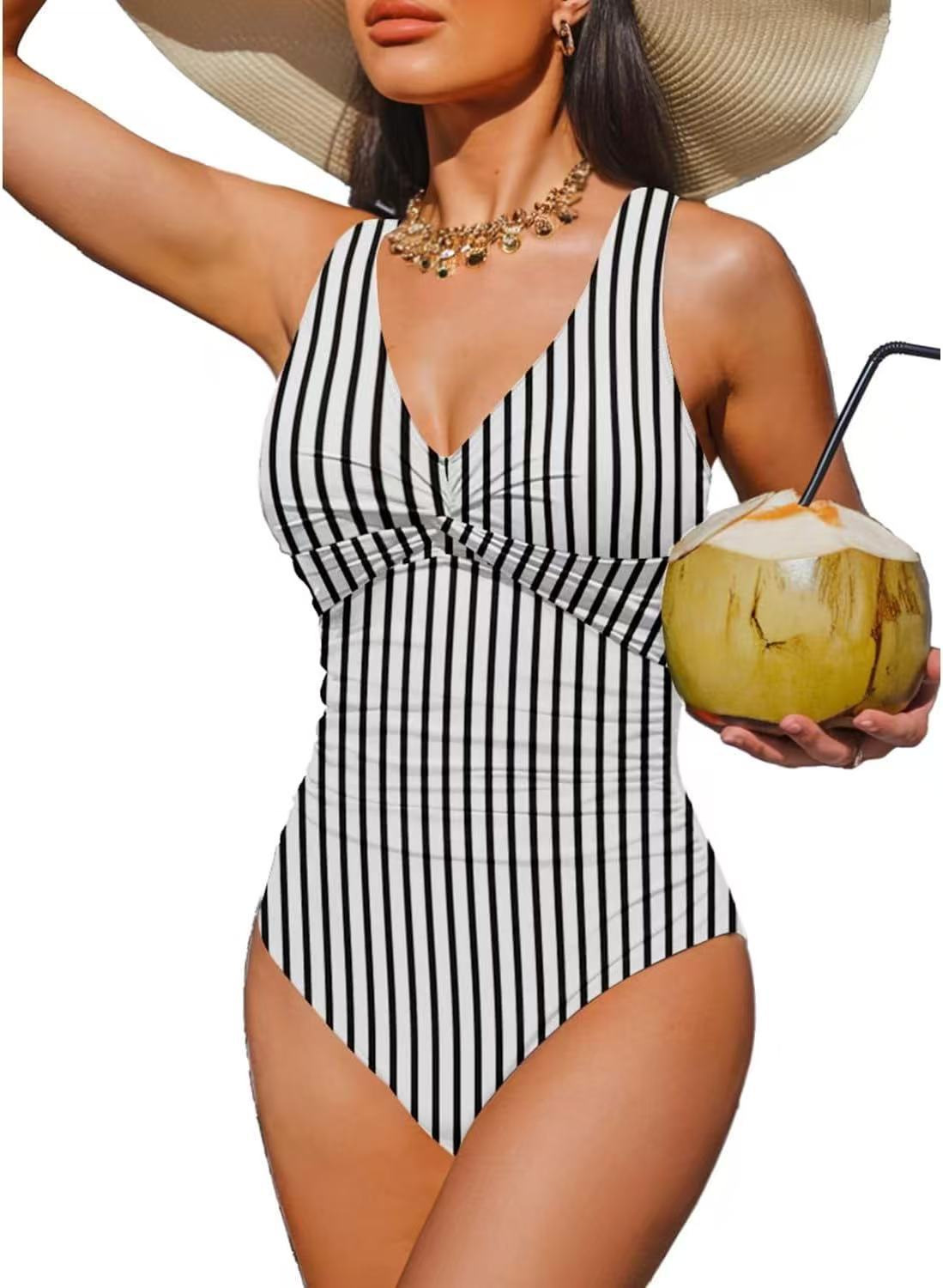 Sexy Leopard-print Solid-color Slimming One-piece Swimsuit photo 5