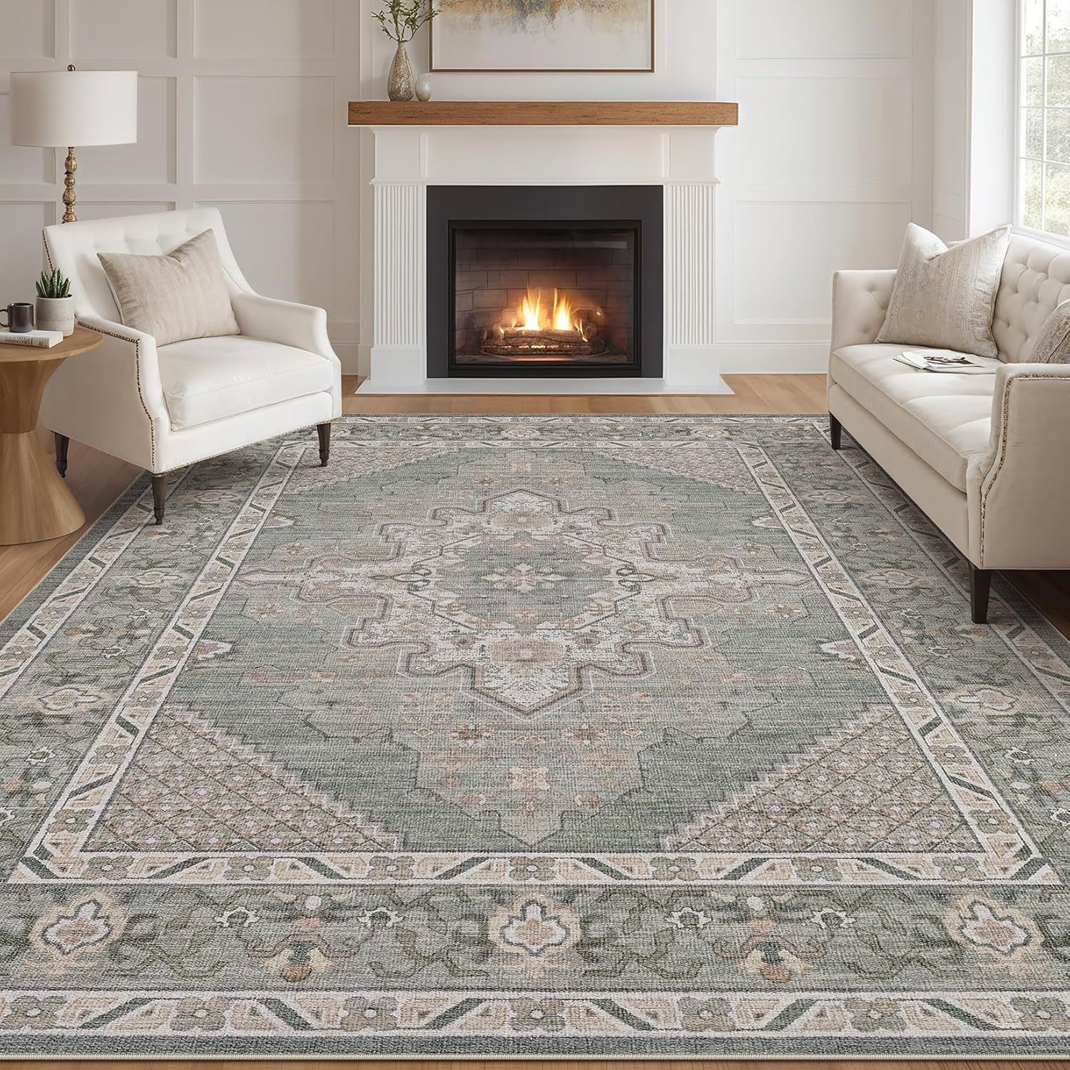 Persian-style Faux Cashmere Washable Floor Mat photo 3