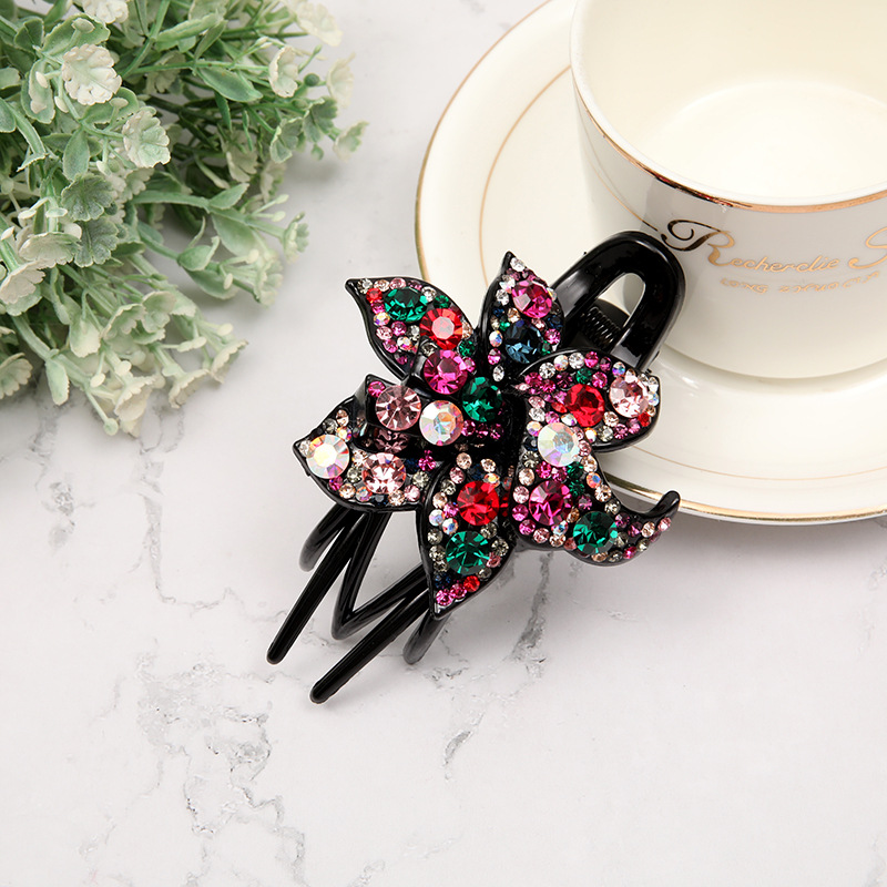 Womens Hair Clip Head Flower Three-prong Duckbill photo 3