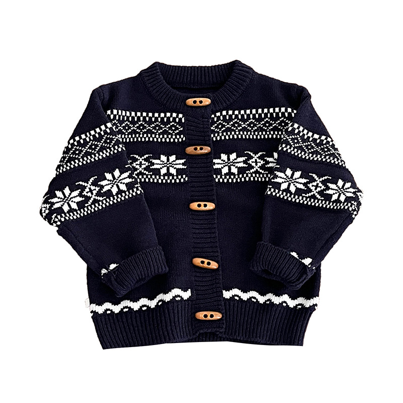 Retro Jacquard Knitted Cardigan For Baby Boys photo 3