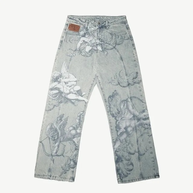Street-style Y2K Relaxed-fit Vintage-print Jeans photo 2